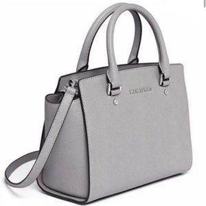 Michael Kors Medium Gray Saffiano Leather Selma Bag / Satchel / Crossbody